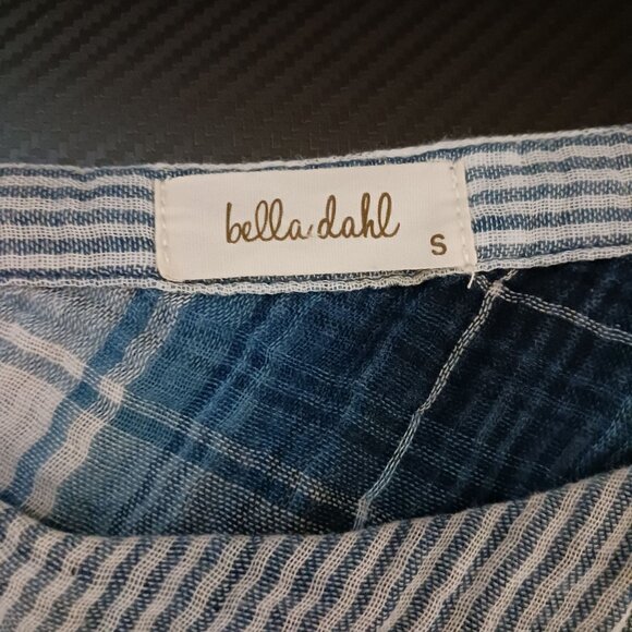 Bella Dahl One-Shoulder Tie Front Blue/White Striped Cotton Blouse S - Picture 8 of 12